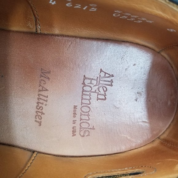 Allen Edmonds McAllister Black Leather Dress Shoes 6215 Sz 8 E Wingtip - Picture 7 of 8